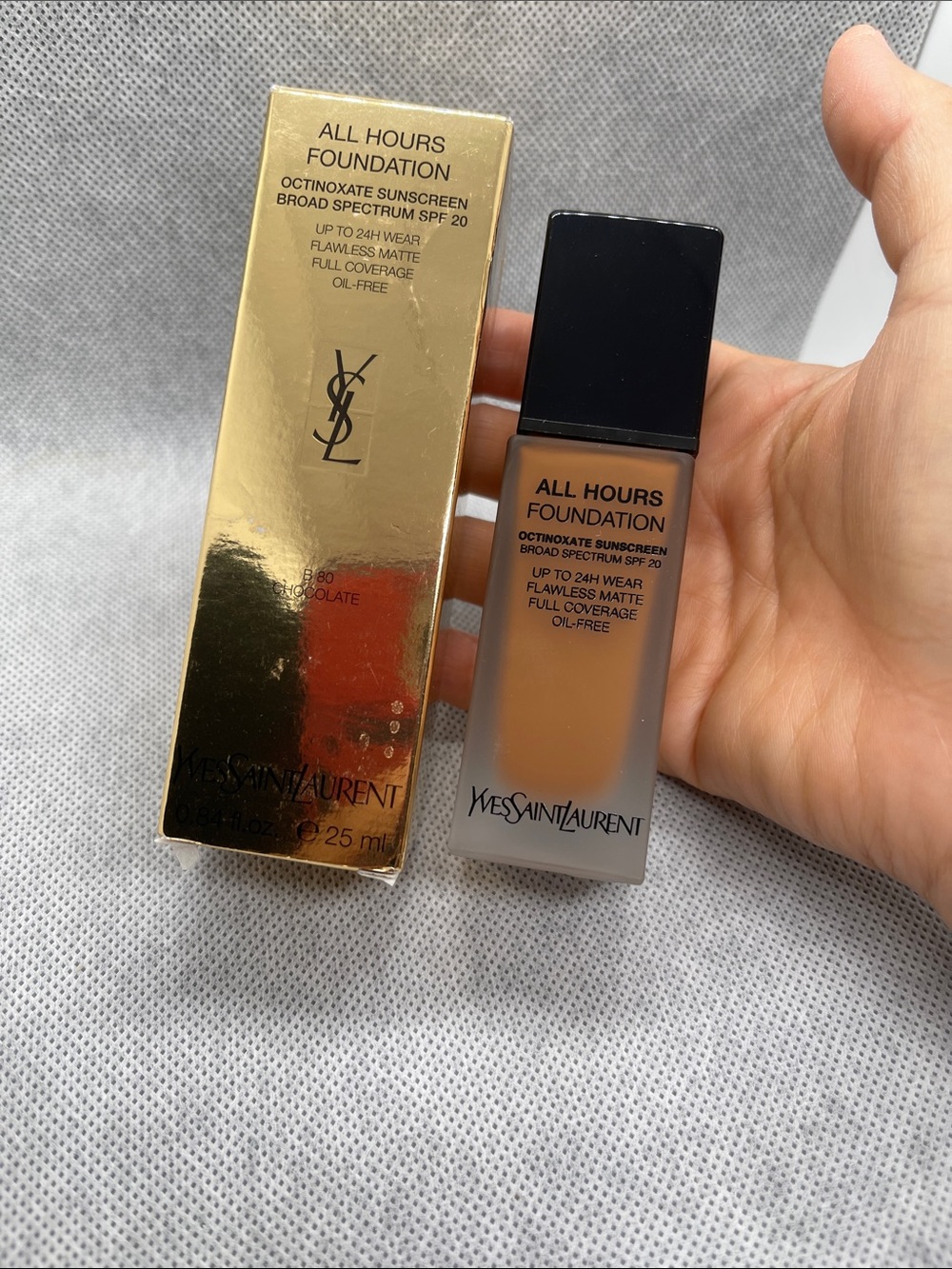 Yves Saint Laurent All Hours Foundation - Gold Box & Warm Brown Bottle